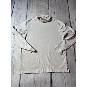Duluth Trading Co‎ Turtleneck Top Women M Beige Long Sleeve Cotton Standard Fit